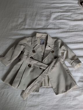 Tahari Girls Cream Double-Breasted Pea Coat with Belt